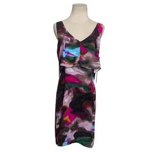 Charlie Jade multicolor sleeveless v neck cocktail dress size M